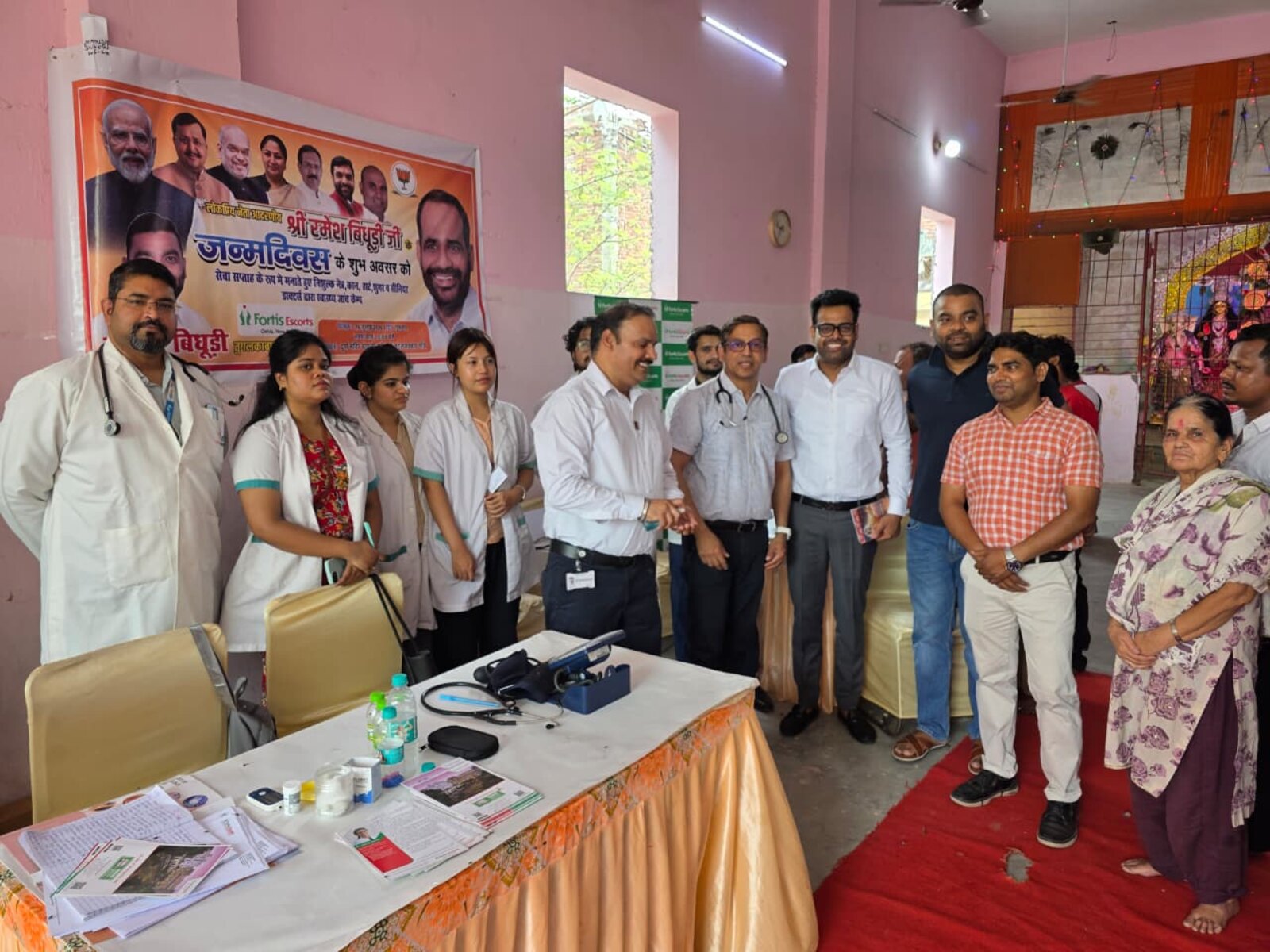Medical team at a free community health camp in Tughlakabad, New Delhi